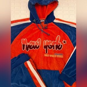 Vintage DELF New York Velvet Track Suit 2-Piece Matching Set Men’s L/XL